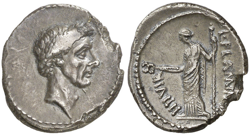 (43 a.C.). Julio César / Lucius Flaminius Chilo. Denario. (Craw. 485/1) (FFC. 22...