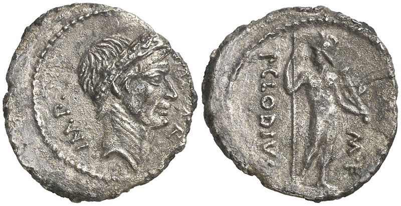 (42 a.C.). Julio César / P. Claudius M. f. Turrinus. Denario. (Craw. 494/16) (FF...