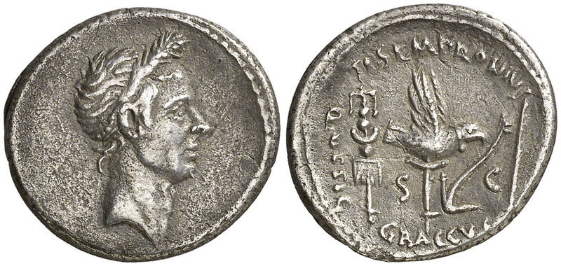 (40 a.C.). Julio César / Ti. Sempronius Gracchus. Denario. (Craw. 525/3) (FFC. 4...
