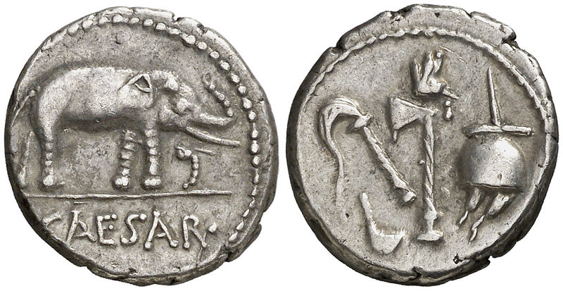 (54-51 a.C.). Julio César. Galia. Denario. (Craw. falta) (FFC. falta). 3,88 g. B...