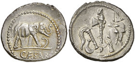 (54-51 a.C.). Julio César. Galia. Denario. (Craw. falta) (FFC. 54, mismo ejemplar). 3,78 g. Bella. EBC.