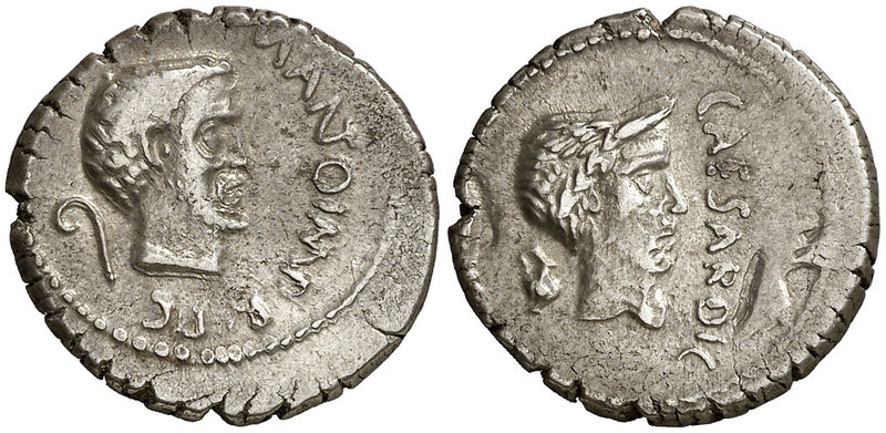 (43 a.C.). Marco Antonio y Julio César. Galia. Denario. (Craw. 488/2) (FFC. 4, m...