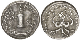 (42-40 a.C.). Sexto Pompeyo. Sicilia. Denario. (Craw. 511/4a) (FFC. 6). 3,71 g. Ex Tritón V 16/01/2002, nº 1847. Muy rara. MBC+.