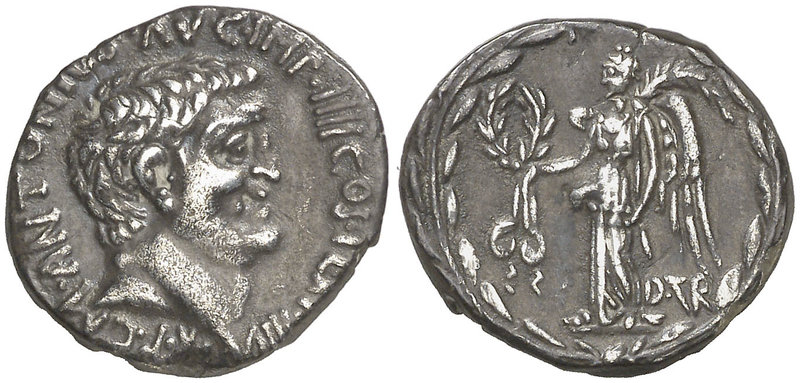 (31 a.C.). Marco Antonio / Decimus Turillius. Ceca volante. Denario. (Craw. 545/...