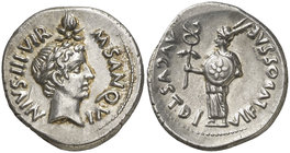(17 a.C.). Octavio Augusto / M. Sanquinius. Denario. (RIC. Augusto 340) (FFC. 4, mismo ejemplar, como Julio César). 3,68 g. Muy bella. Rara. S/C-.

...