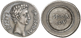 (19-18 a.C.). Octavio Augusto. Caesaraugusta. Denario. (RIC. 42a) (FFC. 217, mismo ejemplar). 3,83 g. Bella. EBC.