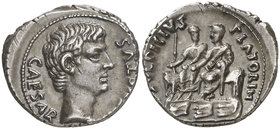 (13 a.C.). Octavio Augusto / C. Sulpicius Platorinus. Denario. (RIC. 407) (FFC. 328, mismo ejemplar). 3,82 g. Bella. Ex NAC 29/03/2000, nº 402. Muy ra...