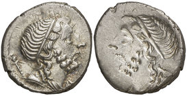 (76-75 a.C.). Gens Cornelia. Hispania. Denario. (Craw. 393/1) (FFC. 628). 3,98 g. MBC.