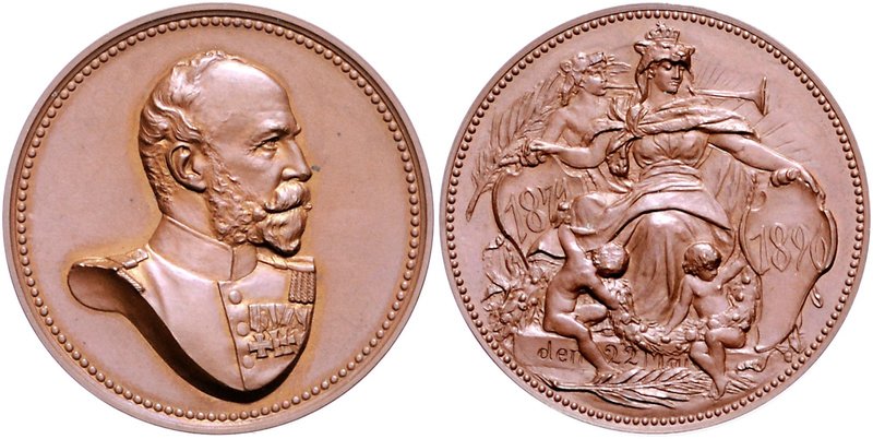 Anhalt - Dessau Friedrich I. 1871-1904 Bronzemedaille 1896 (unsign.) auf sein 25...