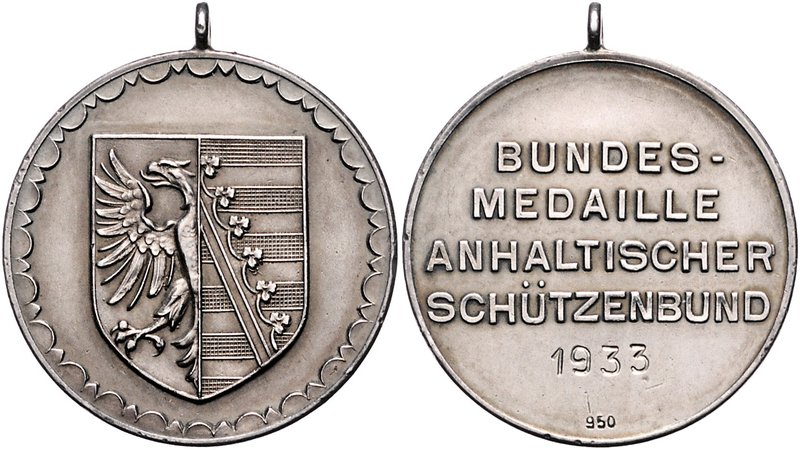 Anhalt - Dessau Prägungen Silbermedaille 1933 (graviert) (unsign.) des Anhaltini...
