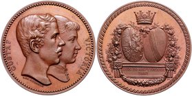 Baden Friedrich I. 1856-1907 Bronzemedaille 1881 (v. Ahlborn) a. d. Vermählung seiner Tochter Prinzessin Victoria mit dem schwedischen Kronprinzen Gus...