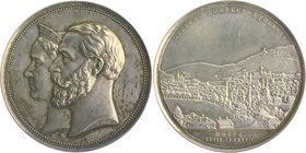 Baden Friedrich I. 1856-1907 Silbermedaille 1883 (v. Kullrich) a.d. 25-jährige Bestehen des Rennvereines Baden-Baden Sommer K109. Brett. 3982. Zeitz 3...