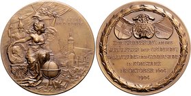 Baden Friedrich I. 1856-1907 Bronzemedaille o.J. (v. Lauer) a.d. 300-Jahrfeier des Gymnasiums Konstanz Zeitz 597. 
50,4mm 48,8g vz/st