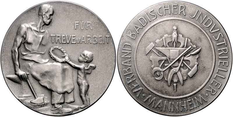 Baden - Mannheim Silbermedaille o.J. Treueprämie des Verbandes Badischer Industr...