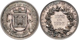 Baden - Offenburg Silbermedaille 1897 (v. M. Mayer) a.d. Jubiläumsrennen am 4. Juli des Rennvereines Bally 772. 
47,2mm 49,7g vz-st