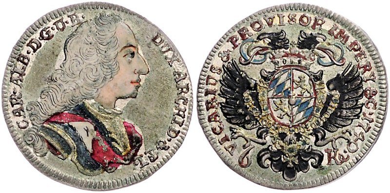 Bayern Karl Albrecht als Kurfürst 1726-1742 6 Kreuzer 1740 München auf das Vikar...