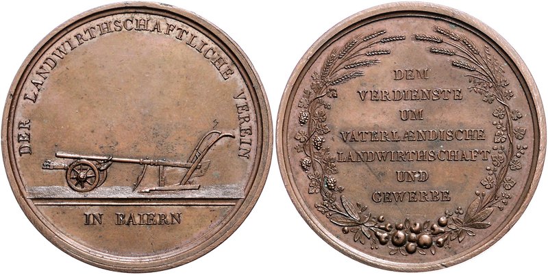 Bayern Maximilian I. Joseph 1806-1825 Lot von 2 Stücken: (v. Ries) Bronzepreisme...
