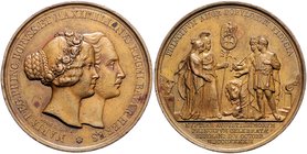 Bayern Ludwig I. 1825-1848 Bronzemedaille 1842 (v. Loos) a.d. Vermählung von Prinzessin Marie von Preussen mit Maximilian II. Joseph von Bayern Witt. ...
