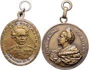 Bayern Ludwig II. 1864-1886 Lot von 2 Stücken: Bronzemedaille 1870 auf König Ludwig II. und Messinganhänger 1914 a.d. 100-Jahrfeier des 14. Infanterie...