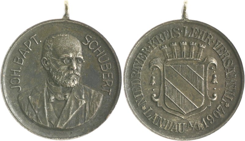 Bayern - Landau a.d. Isar Versilberte Medaille 1907 (v. Deschler, München) a.d. ...