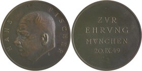 Bayern - München Bronzemedaille 1949 (v. L) auf den Tod des Chemikers Hans Fischer 1881-1945 
42,6mm 29,7g vz
