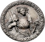 Bayern - Ortenburg, Niederbayern Versilberter Bronzeguss o.J. der Medaille (v. L. Neufahrer) auf Sebastian II. (gestorben 1559 auf Schloss Neu-Ortenbu...