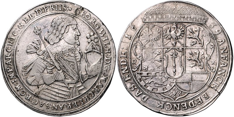 Brandenburg in den Marken - Preussen Georg Wilhelm 1619-1640 Reichstaler 1639 DK...