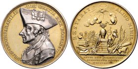 Brandenburg in den Marken - Preussen Friedrich II. der Große 1740-1786 Silbermedaille 1786 feuervergoldet (v. Holtzhey) auf seinen Tod Olding 753a Var...