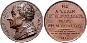 Brandenburg in den Marken - Preussen Friedrich Wilhelm III. 1797-1840 Bronze-Suitenmedaille 1818 (v. Donadio) a.d. Mathematiker Joseph Louis Lagrange ...