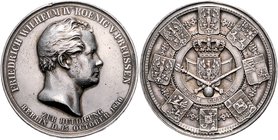 Brandenburg in den Marken - Preussen Friedrich Wilhelm IV. 1840-1861 Silbermedaille 1840 (v. K. Fischer) a.d. Huldigung von Berlin 
42,1mm 29,0g ss-v...