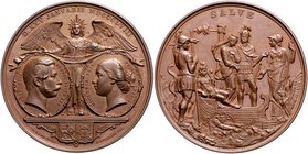 Brandenburg in den Marken - Preussen Friedrich Wilhelm IV. 1840-1861 Bronzemedaille 1858 (v. Kullrich) a.d. Vermählung von Prinz Friedrich Wilhelm v. ...