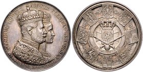 Brandenburg in den Marken - Preussen Wilhelm I. 1861-1888 Silbermedaille 1861 (v. Pfeuffer) a. d. Krönung des Königspaares am 18. Oktober Sommer P94. ...