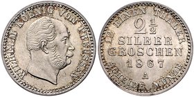 Brandenburg in den Marken - Preussen Wilhelm I. 1861-1888 2 1/2 Silbergroschen 1867 A AKS 102. Jg. 90. 
 f.st