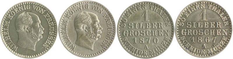 Brandenburg in den Marken - Preussen Wilhelm I. 1861-1888 Lot von 2 Stücken: 1 S...