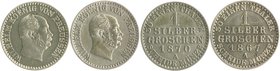 Brandenburg in den Marken - Preussen Wilhelm I. 1861-1888 Lot von 2 Stücken: 1 Silbergroschen 1867 A und 1870 A AKS 103. 
 st