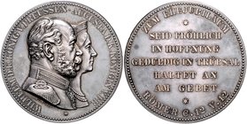 Brandenburg in den Marken - Preussen Wilhelm I. 1861-1888 Silbermedaille o.J. (v. Kullrich) Geschenk zur Goldenen Hochzeit Sommer K88. Slg. Marienbg. ...