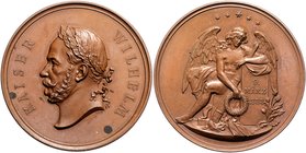 Brandenburg in den Marken - Preussen Wilhelm I. 1861-1888 Bronzemedaille 1888 (v. Lauer) auf seinen Tod 
kl.Flecke 50,2mm 48,8g vz