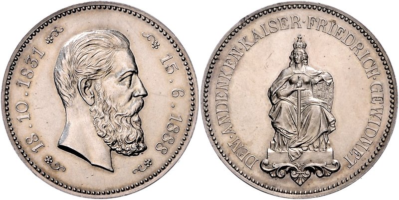 Brandenburg in den Marken - Preussen Friedrich III. 1888-1888 Silbermedaille 188...