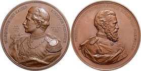 Brandenburg in den Marken - Preussen Wilhelm II. 1888-1918 Bronzemedaille o.J. (v. Lauer) auf seinen Regierungsantritt 
70,3mm 137,6g vz