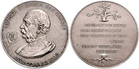 Brandenburg in den Marken - Preussen Wilhelm II. 1888-1918 Silbermedaille 1897 (unsign.) a.d. 100. Geburtstag von Kaiser Wilhelm I. 
38,6mm 20,8g vz+