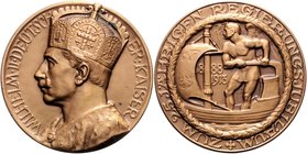 Brandenburg in den Marken - Preussen Wilhelm II. 1888-1918 Bronzemedaille 1913 (v. M.&W.) auf sein 25-jähriges Regierungsjubiläum 
60,0mm 106,3g vz+...