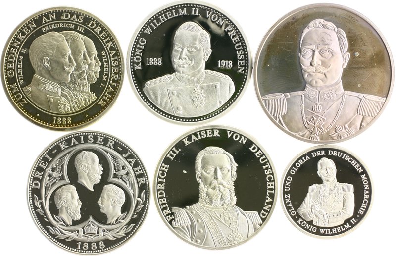 Brandenburg in den Marken - Preussen Prägungen Lot von 6 modernen Silbermedaille...