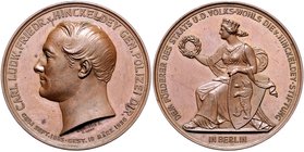 Brandenburg in den Marken - Preussen - Berlin Bronzemedaille 1856 (v. Kullrich) a.d. Tod von General-Polizeidirektor Carl L.F. v. Hinckeldey Sommer K1...