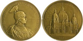 Brandenburg in den Marken - Preussen - Berlin Bronzemedaille 1905 mattiert (v. Krüger/Kullrich) a.d. Einweihung des Berliner Doms Slg. Marienbg. 7212....