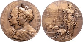 Brandenburg in den Marken - Preussen - Berlin Bronzemedaille 1908 (v. Wolff) a.d. Besuch des Kaiserpaares beim Geschichtsverein 
60,0mm 74,0g vz