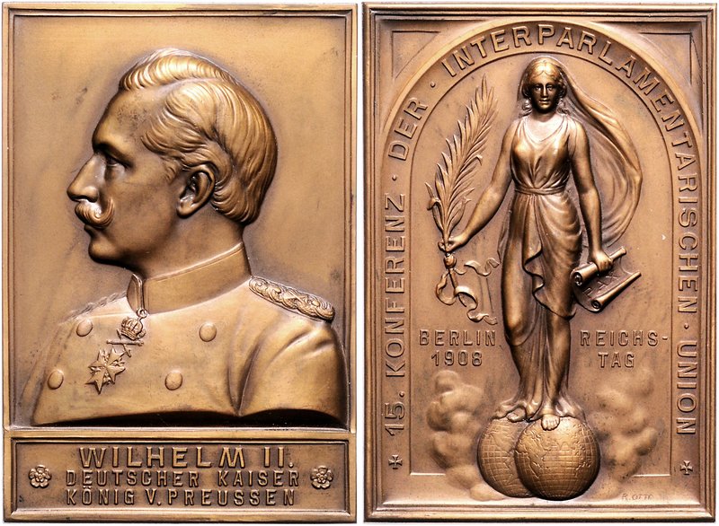 Brandenburg in den Marken - Preussen - Berlin Bronze-Plakette 1908 (v. R. Otto) ...