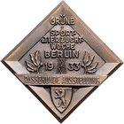 Brandenburg in den Marken - Preussen - Berlin Bronze-Plakette 1933 einseitig (unsign.) a.d. Rassehunde-Ausstellung anl. der Grünen Sport- u. Tierzucht...