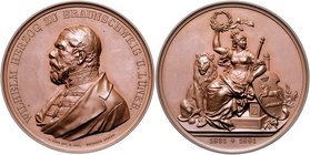 Braunschweig und Lüneburg - Braunschweig, Herzogtum Wilhelm 1831-1884 Bronzemedaille 1881 (v. Kullrich) auf sein 50-jähriges Regierungsjubiläum Sommer...