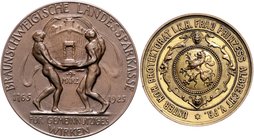 Braunschweig und Lüneburg - Braunschweig, Stadt Lot von 2 Stücken: Vergoldete Bronzemedaille 1895 (unsign.) Prämie der Allgemeinen Ausstellung für Nah...