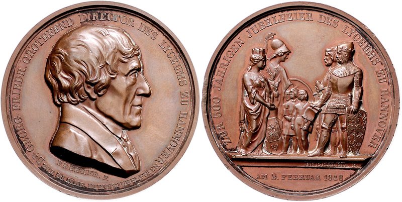Braunschweig und Lüneburg - Hannover, Stadt Bronzemedaille 1848 (v. Brehmer) a.d...